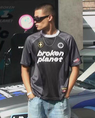 Broken Planet Embroidered Mesh Color Block T-Shirt