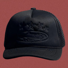 Corteiz Trucker Hat with Tonal Stars and Cruise Ship Graphic